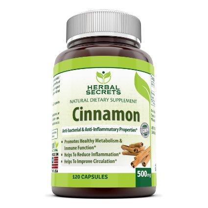Herbal Secrets Cinnamon  500 Mg 120 Capsules - herbalsecrets