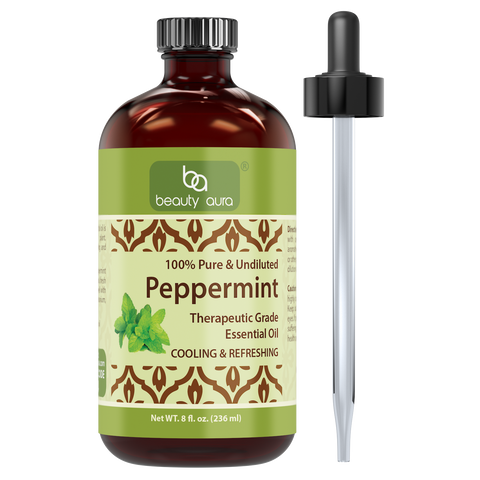 Beauty Aura Peppermint Essential Oil 8 Fl Oz