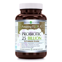 Amazing Flora Probiotic 13 Strains 25 Billion 60 Vegetarian Capsules