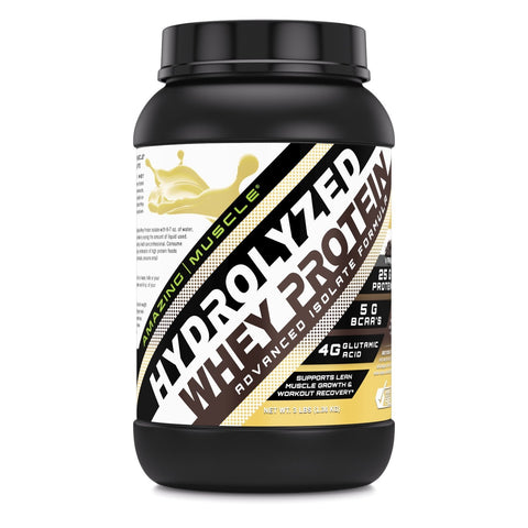 Amazing Muscle Hydrolyzed Whey Protein Isolate with Natural Flavor & Sweetner 3 Lbs Vanilla Flavor