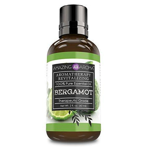 Amazing Aroma Bergamot Essential Oil -2 oz. Bottle -100% Pure, Undiluted Therapeutic Grade Oils - Ideal for Aromatherapy Revitalizing - Great Quality Great Value!