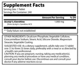 Amazing Formulas Acetyl L Carnitine 1000 Mg 240 Tablets