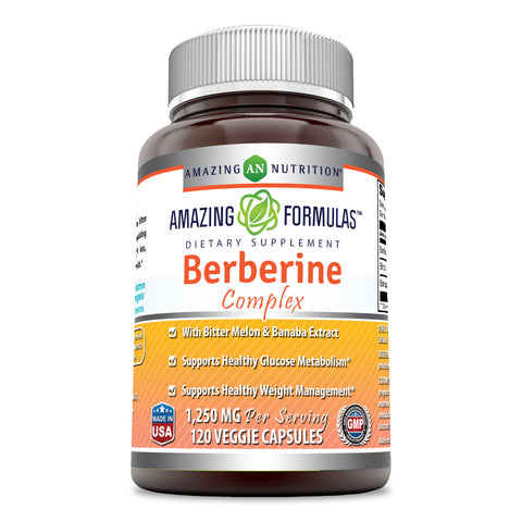 Amazing Formulas Berberine Complex 1250 Mg 120 Veggie Capsules