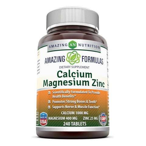 Amazing Formulas Plain Calcium Magnesium Zinc 240 Tablets