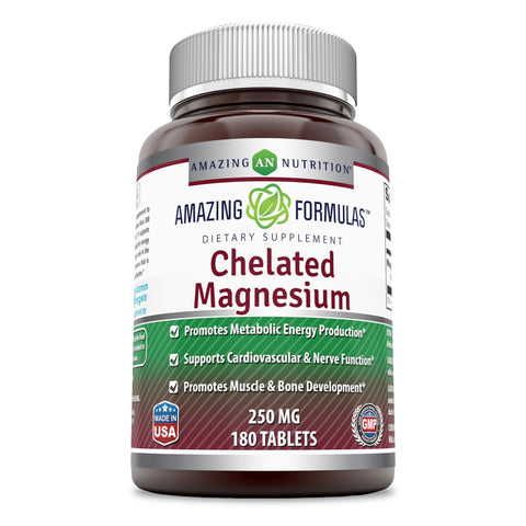 Amazing Formulas Chelated Magnesium 250 Mg 180 Tablets.