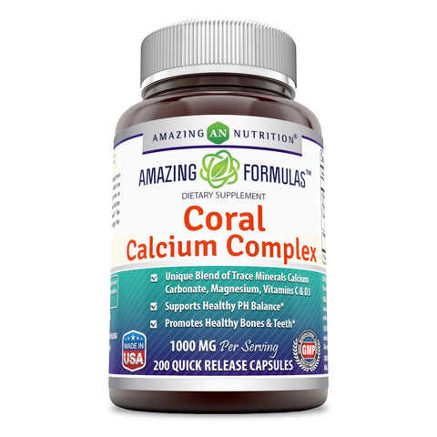 Amazing Formulas Coral Calcium Complex 1000 Mg 200 Quick Release Capsules
