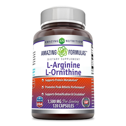 Amazing Formulas L Arginine L Ornithine 1500 Mg Per Serving 120 Capsules
