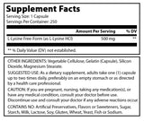 Amazing Formulas L Lysine 500 Mg 250 Capsules