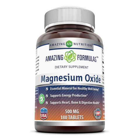 Amazing Formulas Plain Magnesium Oxide 500 Mg 180 Tablets