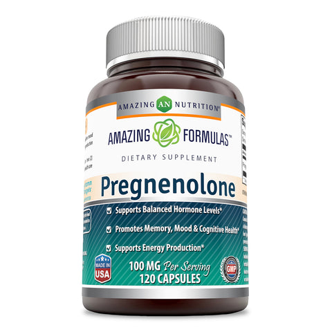 Amazing Formulas Pregnenolone Dietary Supplement 100 Milligrams 120 Capsules