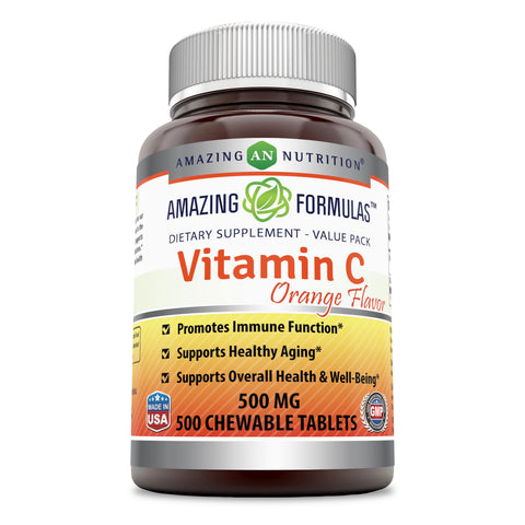 Amazing Formulas Vitamin C Orange Flavor 500 Mg 500 Chewable Tablets