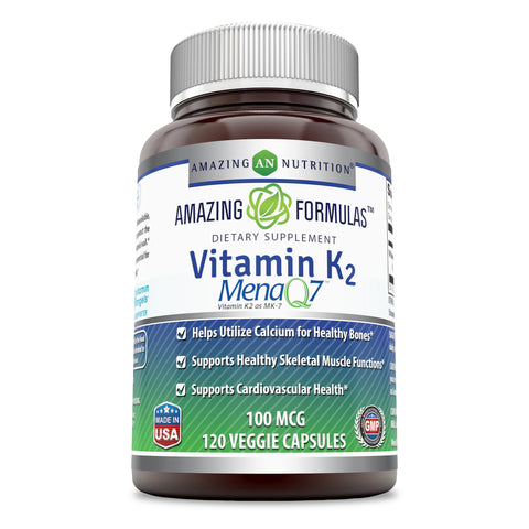 Amazing Formulas Vitamin K2 Menaq7 100 Mcg 120 Veggie Capsules