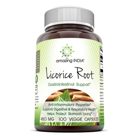 Amazing India Licorice Root 450 Mg 100 Veggie Capsules