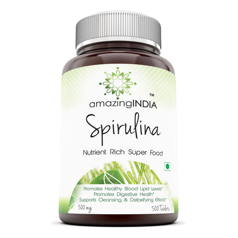 Amazing India Spirulina Nutrient Rich Super Food 500 Mg 500 Tablets