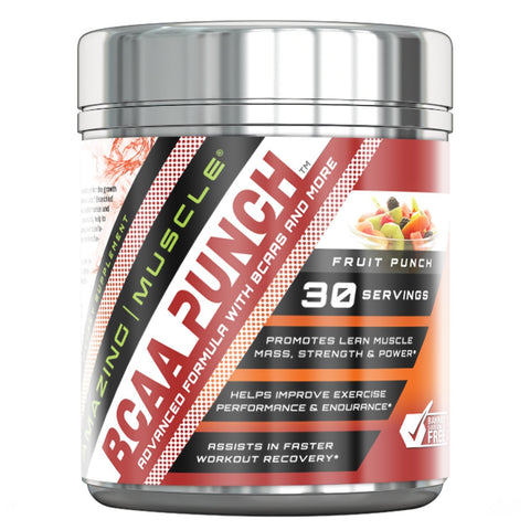 Amazing Muscle BCAA PUNCH 30 Servings Fruit Punch Flavor