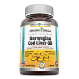 Amazing Omega Norwegian Cod Liver Oil Orange Flavor 1000 Mg 120 Softgels