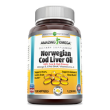 Amazing Omega Norwegian Cod Liver Oil 1250 Mg 120 Softgels Lemon Flavor