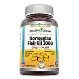 Amazing Omega Norwegian Fish Oil Lemon Flavor 1000 Mg 120 Softgels