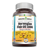 Amazing Omega Norwegian Fish Oil Fresh Orange Flavor 1000 Mg 120 Softgels
