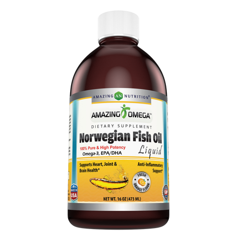 Amazing Omega Norwegian Fish Oil 16oz Orange Flavor