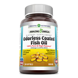 Amazing Omega Odorless Coated Fish Oil 1000 Mg 250 Softgels