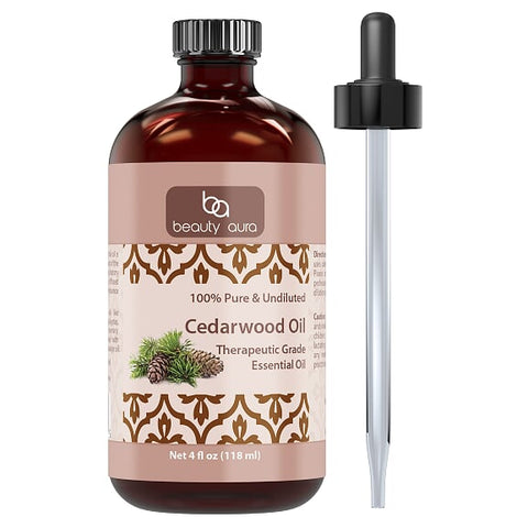 Beauty Aura Cedarwood Oil Therapeutic Grade Essential Oil 4 Fl Oz 118 Ml