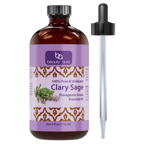 Beauty Aura Clary Sage Essential Oil 4 Fl Oz (118 Ml)