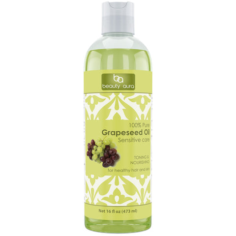 Beauty Aura Pure Grapeseed Oil 16 Fl Oz