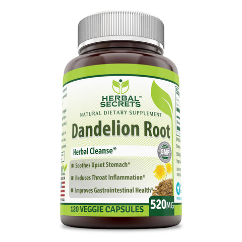 Herbal Secrets Dandelion Root 520 Mg 120 Veggie Capsules