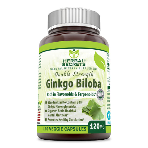 Herbal Secrets Ginkgo Biloba Double Strength 120 Mg 120 Veggie Capsules