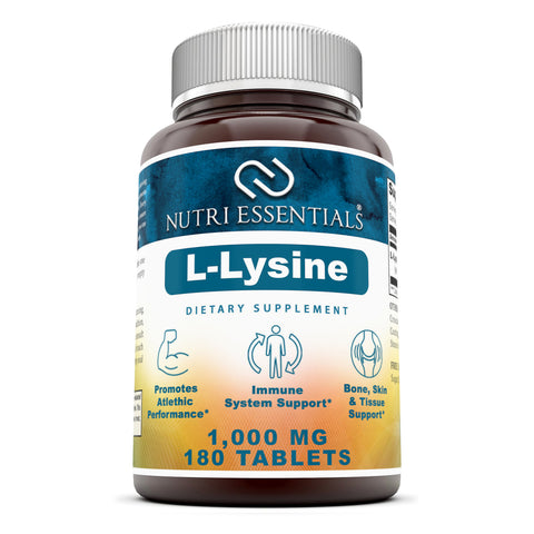 Nutri Essentials L Lysine  1000 Mg 180 Tablets