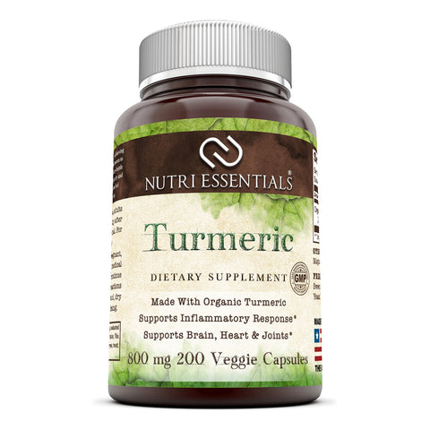 Nutri Essentials Turmeric Curcumin Dietary Supplement 800 Mg 200 Veggie Capsules