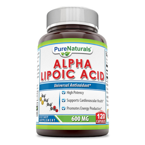 Pure Naturals Alpha Lipoic Acid 600 Mg 120 Capsules