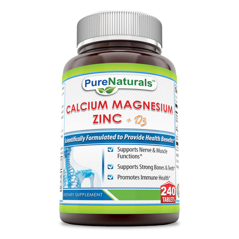 Pure Naturals Calcium Magnesium Zinc + D3 240 Tablets