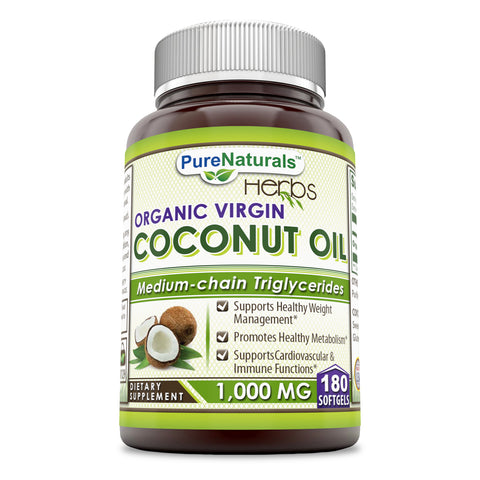 Pure Naturals Coconut Oil 1000 Mg 180 Softgels