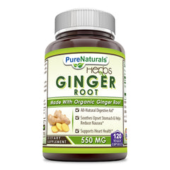 Pure Naturals Ginger Root Supplement 550 Mg 120 Veggie Capsules