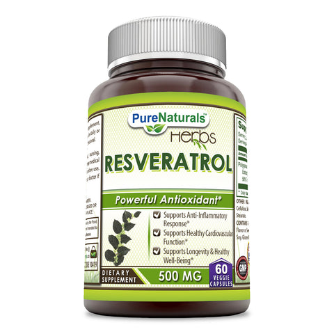 Pure Naturals Resveratrol 500 Mg 60 Veggie Capsules