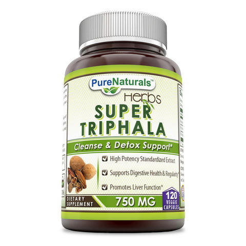 Pure Naturals Super Triphala 750 mg 120 Veggie Capsules