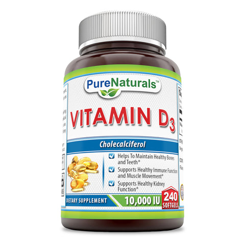 Pure Naturals Vitamin D3 10000 IU 240 Softgels