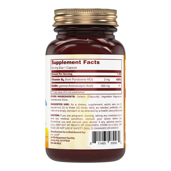 Sun Pure Gaba With Vitamin B6 500 Mg 100 Capsules Vitaminshub