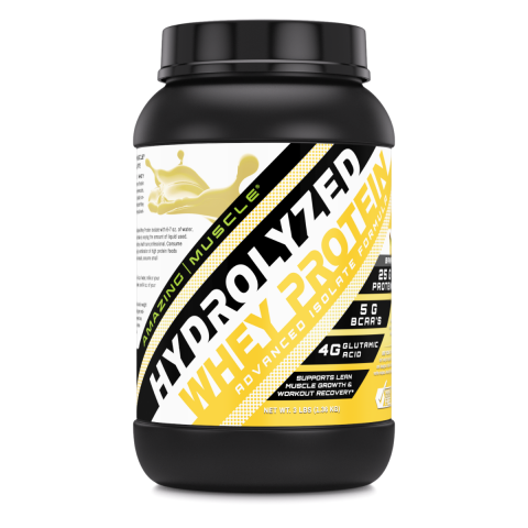 Amazing Muscle Hydrolyzed Whey Protein Isolate with Natural Flavor & Sweetner 3Lb Banana Flavor