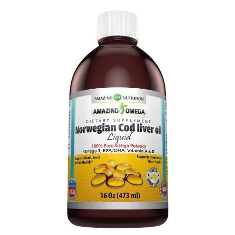 Amazing Omega Norwegian Cod Liver Oil  16 Oz 473 Ml Fresh Lemon