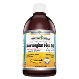 Amazing Omega Norwegian Fish Oil  16 Oz 473 Ml Fresh Lemon Flavor
