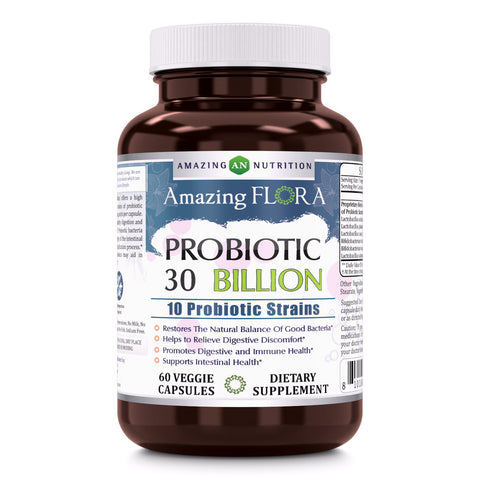 Amazing Flora Probiotic - 30 Billion, 60 Veggie Capsules