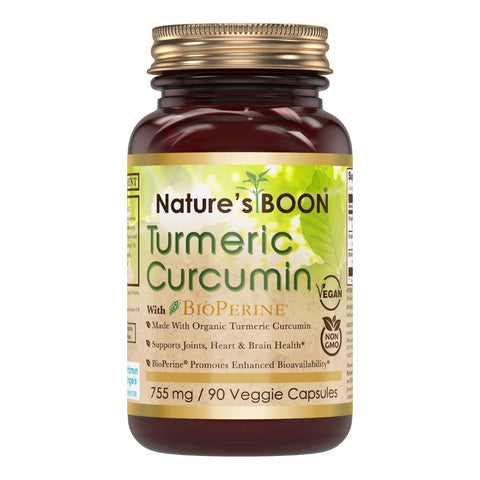 Natures Boon Turmeric Curcumin with BioPerine 755 Mg 90 Veggie Capsules