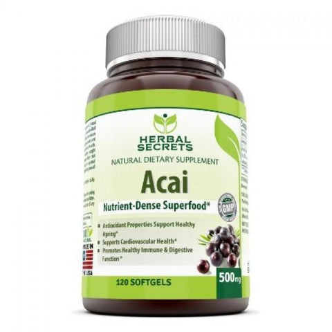 Herbal Secrets Acai 500 Mg 120 Softgels - herbalsecrets