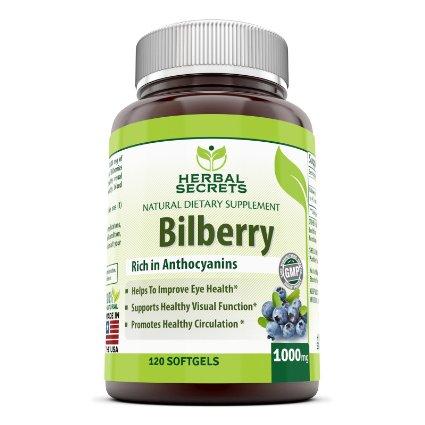 Herbal Secrets Bilberry Fruits 1000 Mg 120 Softgels - herbalsecrets