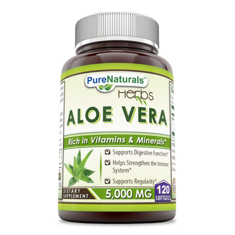 Pure Naturals Aloe Vera with Extra Virgin Olive Oil 5000 Mg 120 Softgels