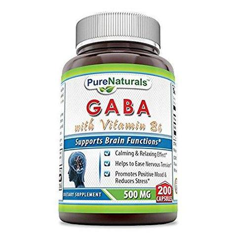 Pure Naturals GABA with Vitamin B6 500 Milligrams 200 Capsules