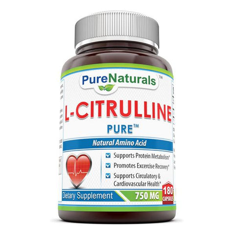 Pure Naturals L Citrulline Dietary Supplement 750 Mg 180 Capsules